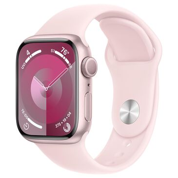 Apple Watch Series 9 GPS 41mm Pink Aluminum Case with Light Pink Sport Band - M/L, , large