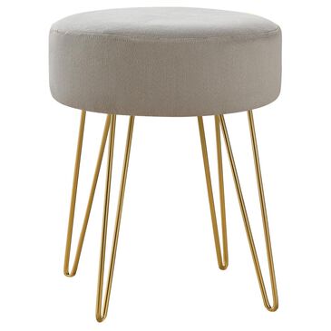 Monarch Specialties Ottoman with Gold Metal Legs in Beige, , large