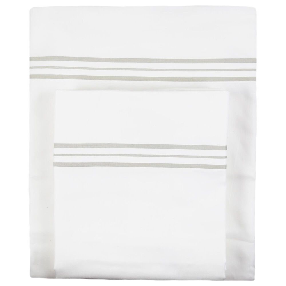 Ann Gish Art Of Home 4-Piece California King Hem Stripe Sheet Set In White Taupe, , large