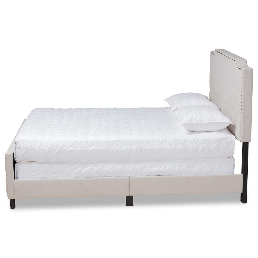 Baxton Studio Marion Full Panel Bed with Beige Upholstered in Black, , large