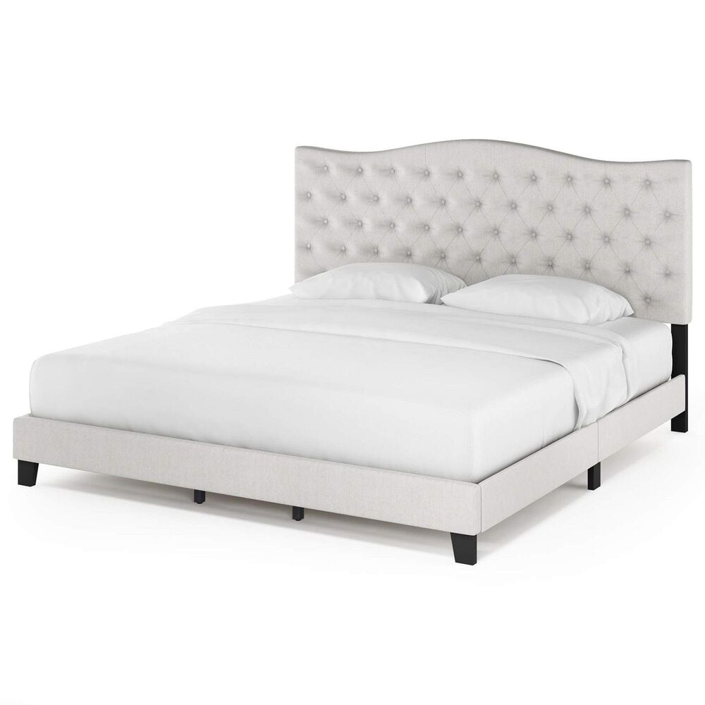 HOMLUX Lille King Platform Bed Frame in Gray, , large