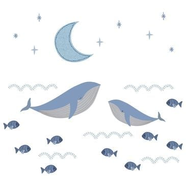 Lambs and Ivy Bubbles and Squirt 32" x 68" Aquatic Under Sea Wall Decals in Blue, , large