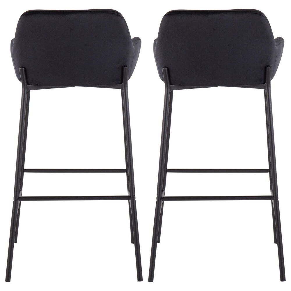 LumiSource Daniella Bar Stool with Black Velvet Upholstery in Black (Set of 2), , large