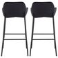 LumiSource Daniella Bar Stool with Black Velvet Upholstery in Black (Set of 2), , large