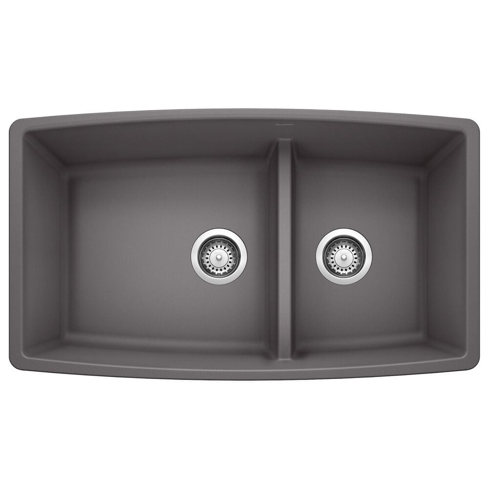 Blanco Performa 60/40 Double Bowl Kitchen Sink with Low Divide in Cinder, , large