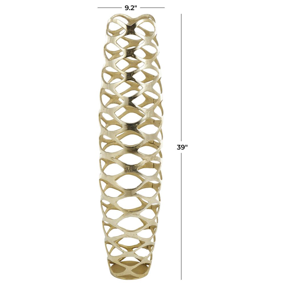 Maple and Jade 39&quot; Tall Cutout Geometric Decorative Vase in Satin Gold, , large