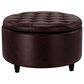 Regency Global Sourcing Knight 28" Round Storage Ottoman in Brown Faux Leather, , large
