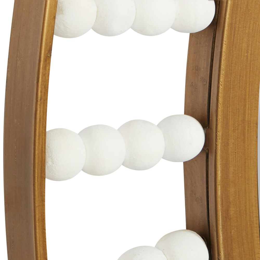 Maple and Jade 32&quot; Round Wall Mirror in Golden Brown and White, , large