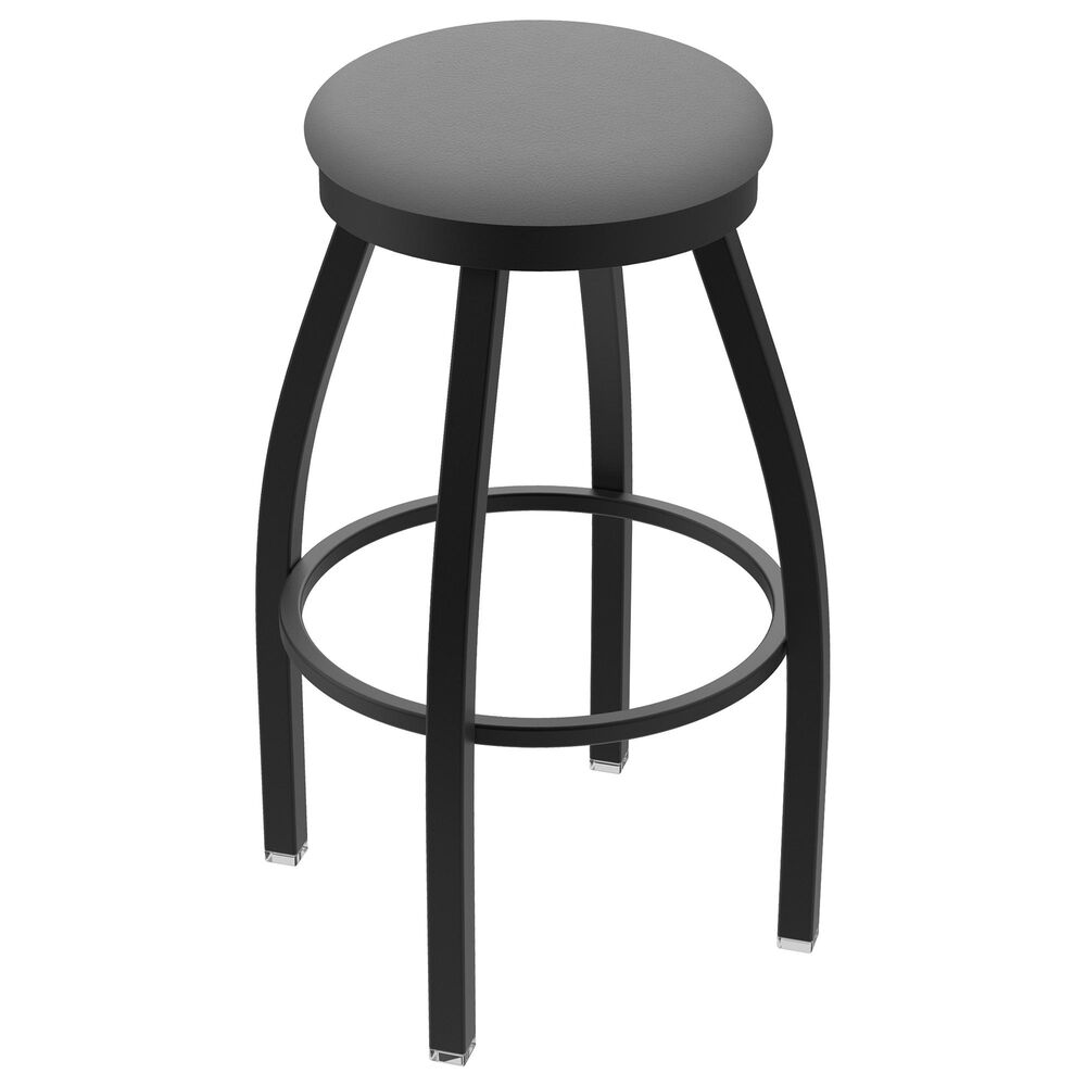 Holland Bar Stool 802 Misha 25" Swivel Counter Stool with Black Wrinkle and Canter Folkstone Grey Seat, , large
