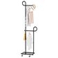 HOMLUX F-Shape Indoor Coat Rack with Lockable Wheeled Bases and Hat Hooks in Black, , large