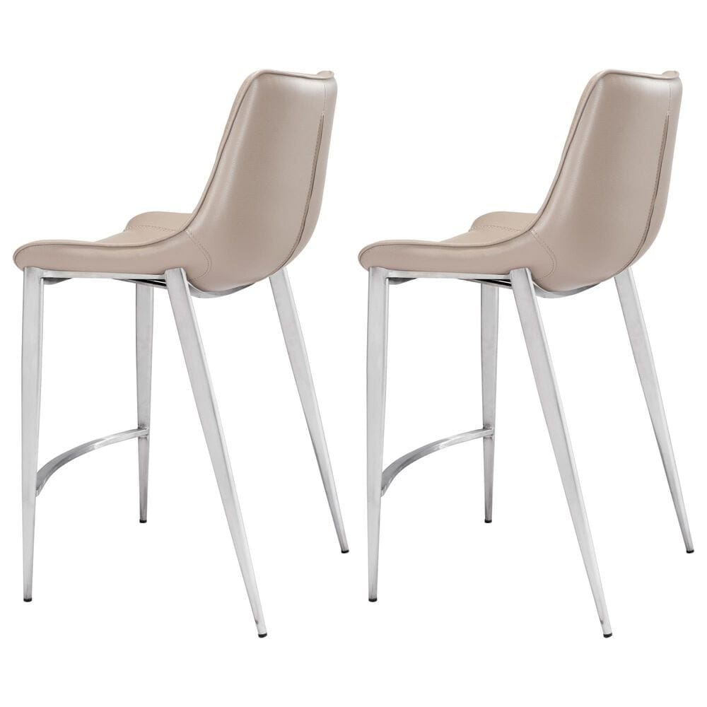 Zuo Modern Magnus Counter Stool in Gray and Silver &#40;Set of 2&#41;, , large