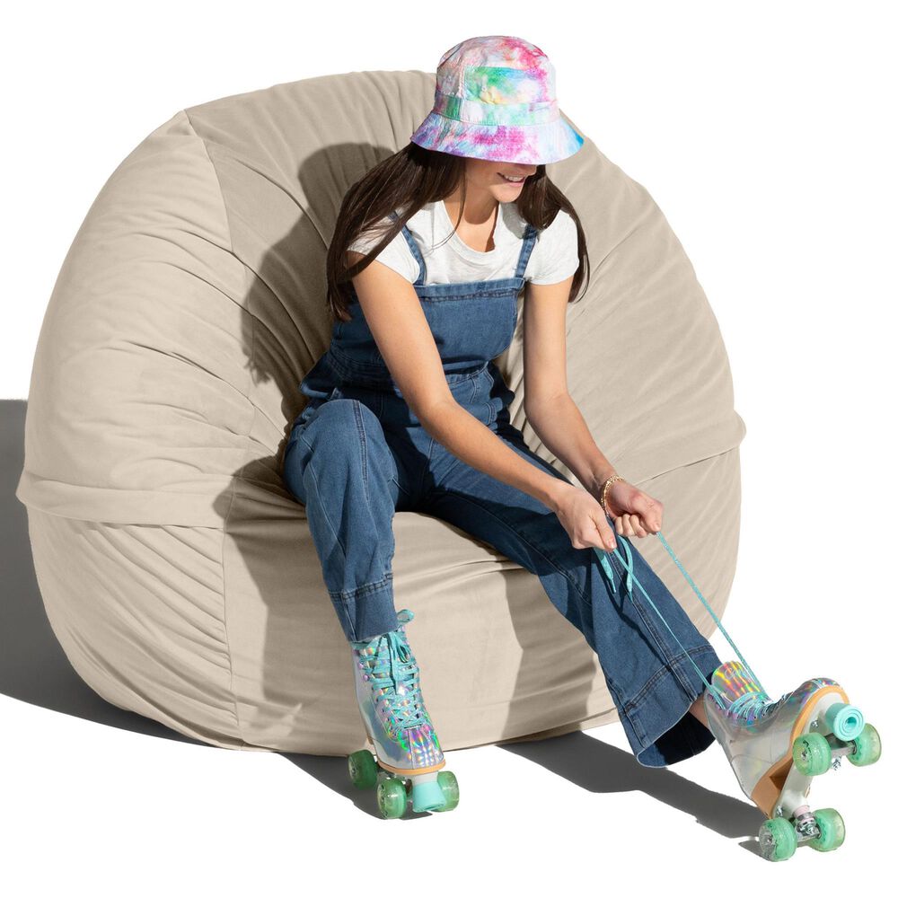 Jaxx Saxx 5&#39; Large Round Bean Bag Chair in Ivory, , large