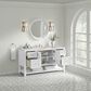 James Martin Vanities Breckenridge 60" Single Bathroom Vanity in Bright White with 3 cm Carrara White Marble Top and Rectangular Sink, , large