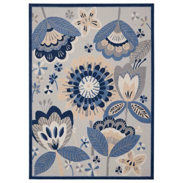 Nourison Aloha ALH25 12" x 15" Blue and Grey Indoor/Outdoor Area Rug, , large