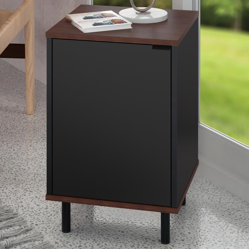 Dayton Mosholu 2 Shelf Nightstand in Black/Nut Brown, , large