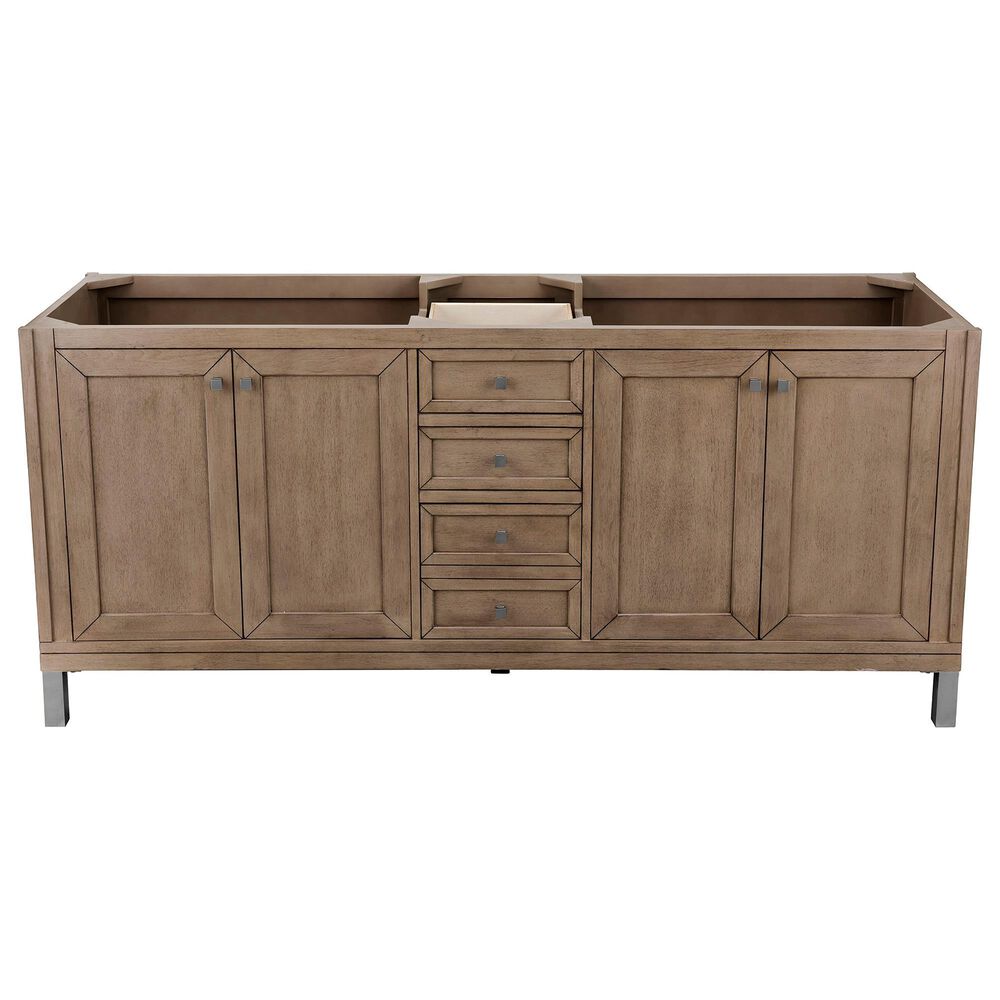 James Martin Vanities Chicago 72&quot; Double Bathroom Vanity in Whitewashed Walnut with 3 cm Lime Delight Quartz Top and Rectangular Sinks, , large