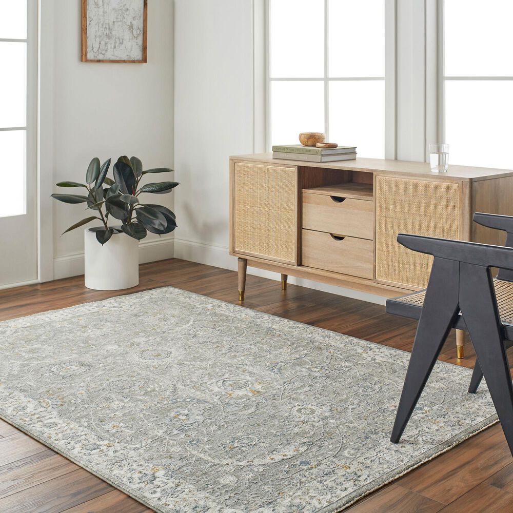 Surya Dresden Gray, Medium Gray, White, Light Slate, Denim and Mustard 9&#39; x 12&#39;2&quot; Area Rug, , large