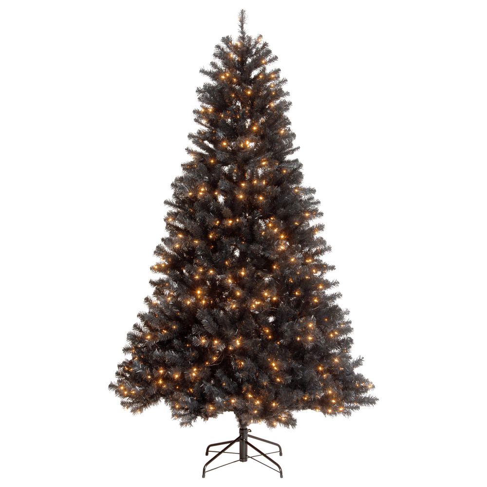 National Tree 7.5' North Valley Black Spruce Tree with White Lights, , large