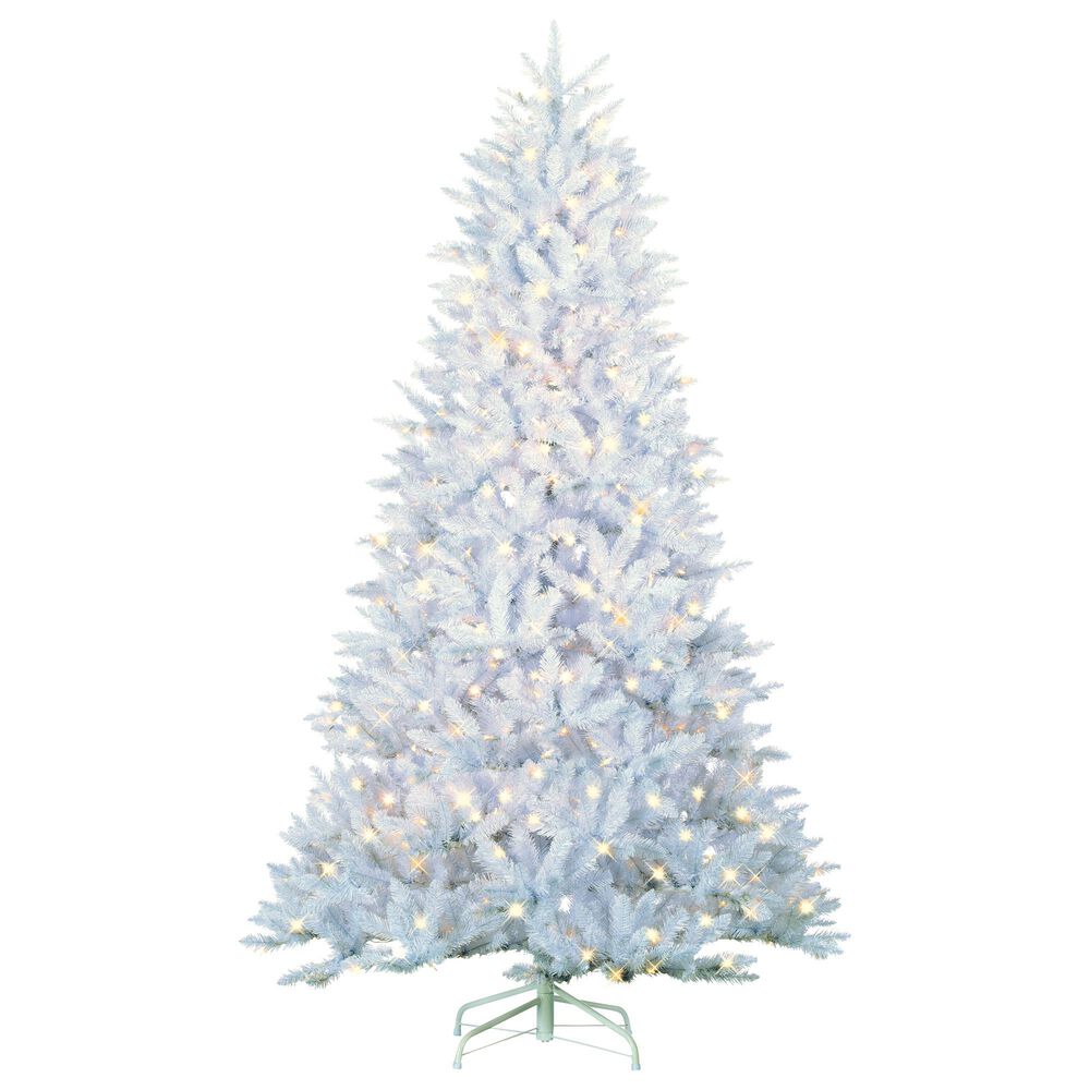 The Gerson Company 7.5&#39; Parkview Pine Artificial Christmas Tree with Multicolored LED Lights in White, , large