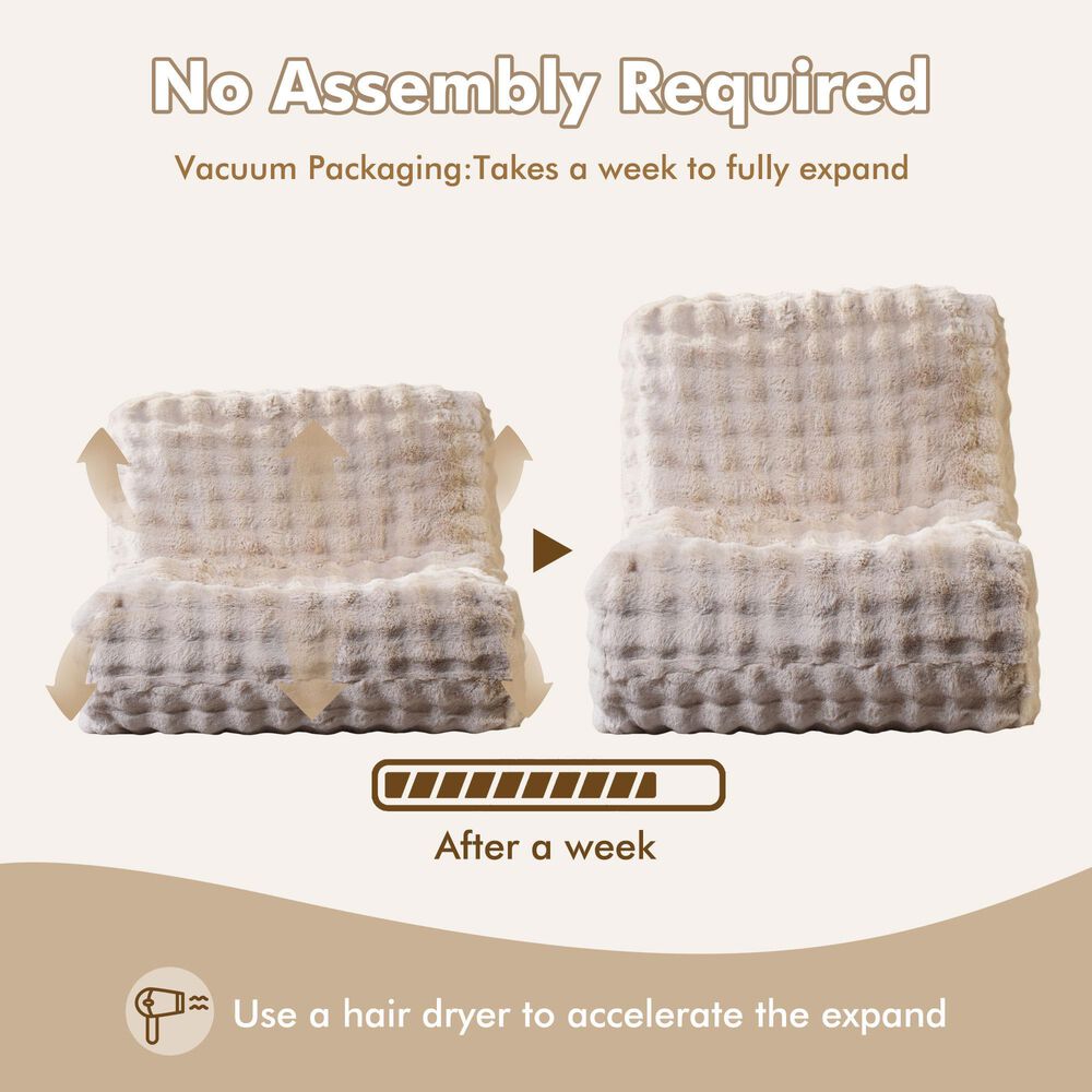 HOMLUX Togo Sofa Bean Bag Chair in Beige, , large