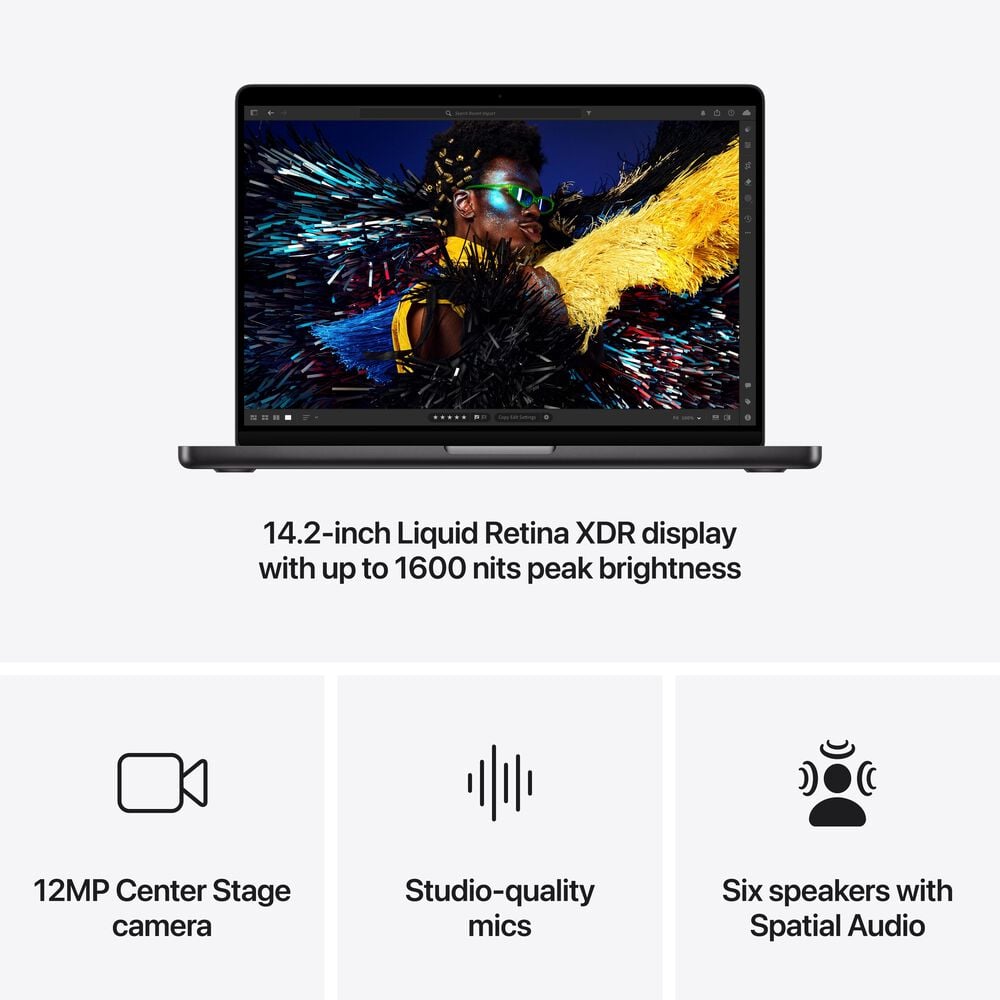 Apple MacBook Pro 14-inch Laptop 10 Core - M4 chip - 16GB Memory - 512GB SSD - Space Black &#40;Latest Model&#41;, , large