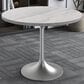 Leisuremod LeisureMod Verve Collection 36 Round Dining Table, Brushed Gold Base with Laminated White Marbleized Top, , large