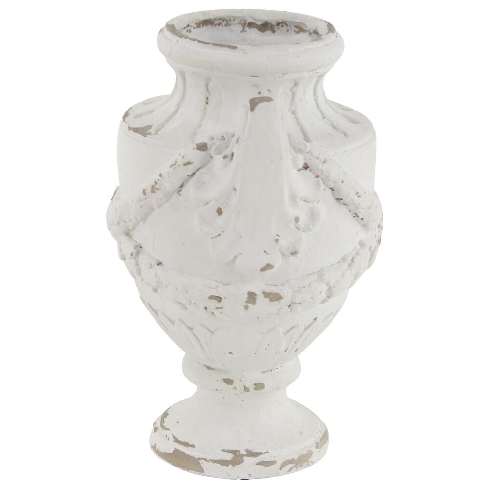 Maple and Jade 18&quot; x 12&quot; Farmhouse Amphora Vase in Distressed Ivory White, , large
