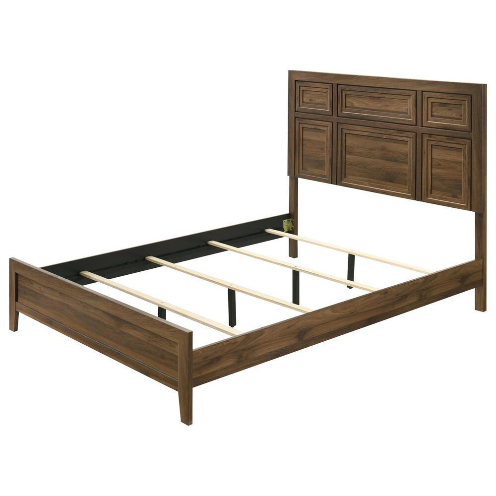 Crown Mark Lorraine King Panel Bed with Dresser, Chest and Two Nightstands in Brown, , large