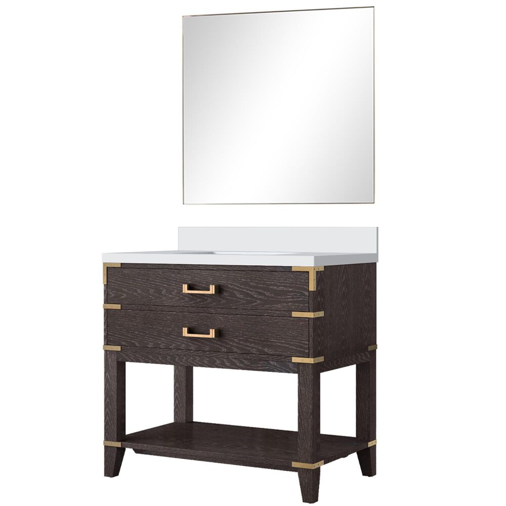 Lexora Home Norwalk 36&quot; Single Bathroom Vanity in Brown Oak with Cultured Marble Top, Rectangular Sink and 34&quot; Mirror, , large