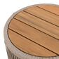 Hearth and Haven 2-Piece Outdoor Coffee Table and Side Table Set with Woven Rope Design in Beige and Teak, , large