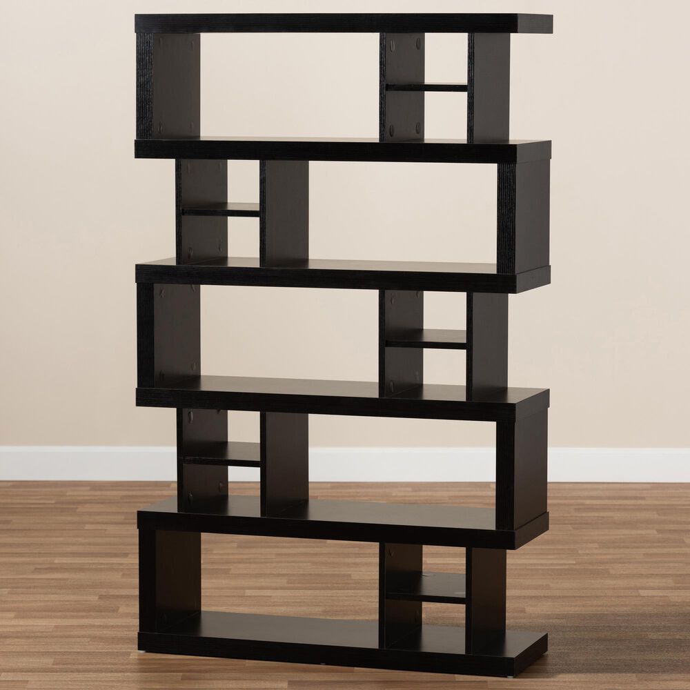 Baxton Studio Dora 5-Tier Bookshelf in Dark Brown, , large