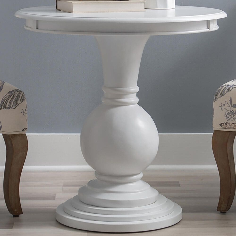 Linon Home Decor Adeline Round Accent End Table in White, , large