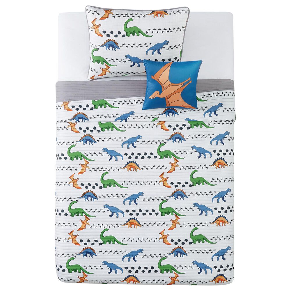 Pem America My World Dino Tracks 3-Piece Twin Quilt Set, , large