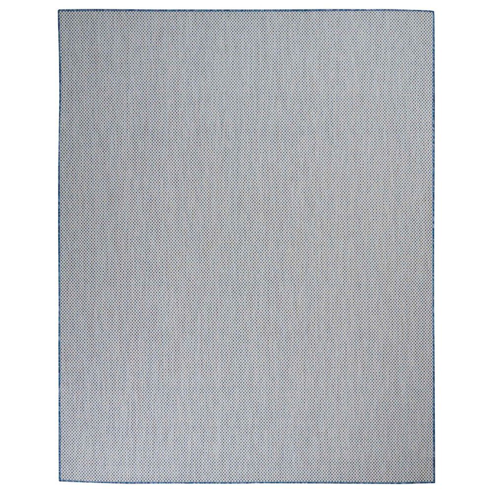 Nourison Courtyard Ivory and Blue 8&#39; x 10&#39; Indoor/Outdoor Area Rug, , large