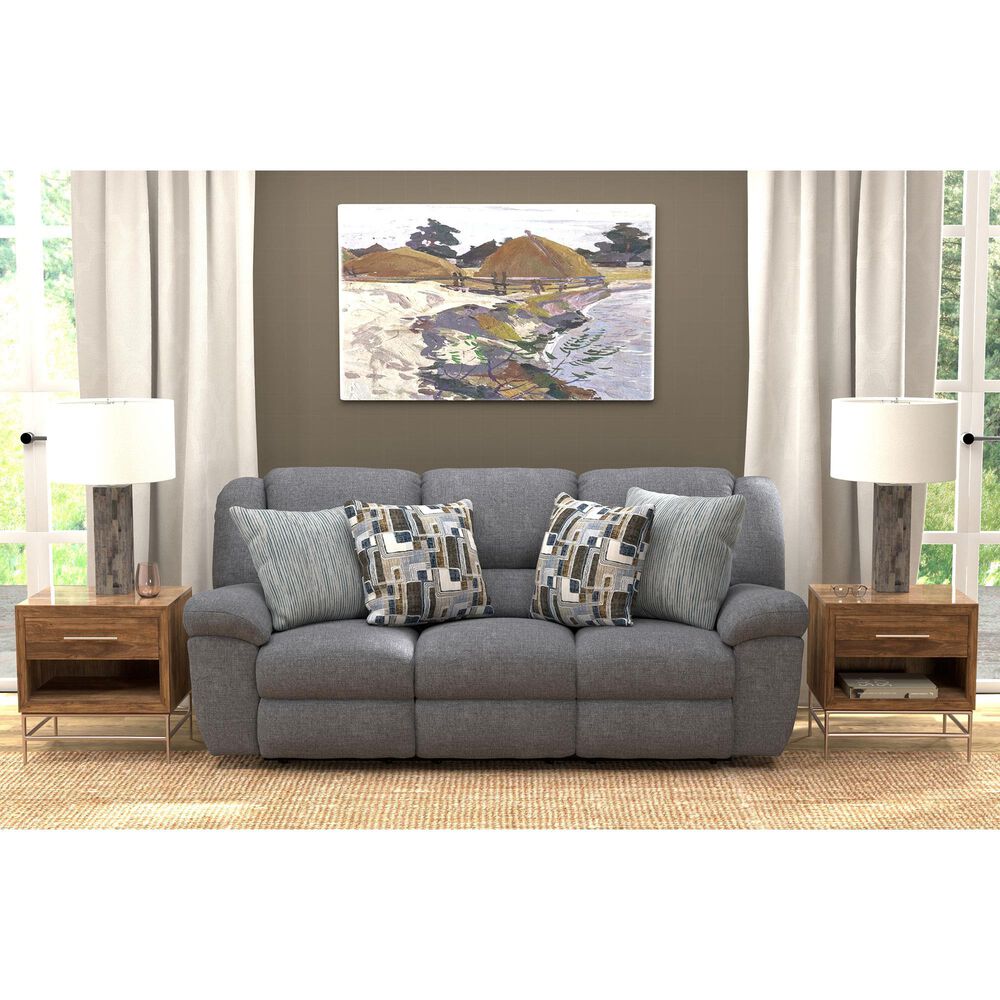 Catnapper Trifecta Manual Reclining Sofa with Drop Down Table in Smoke, , large