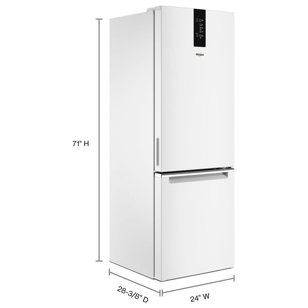 Whirlpool 12.9 Cu. Ft. Counter-Depth Wide Bottom-Freezer Refrigerator in White, , large