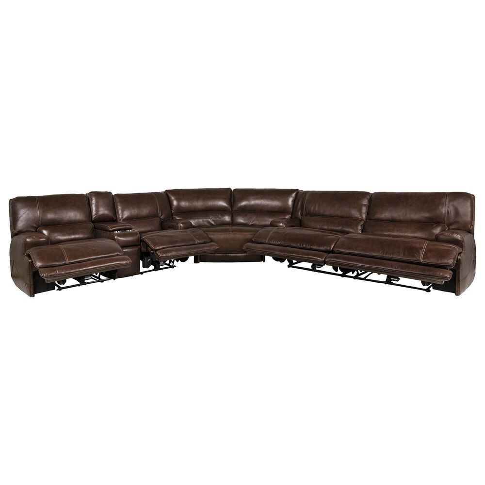 Sienna Designs 3-Piece Power Reclining Curved Sectional with Power Headrest in Brown, , large