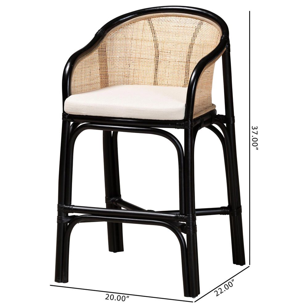 Baxton Studio Miranda Counter Stool in Black and Natural Brown, , large