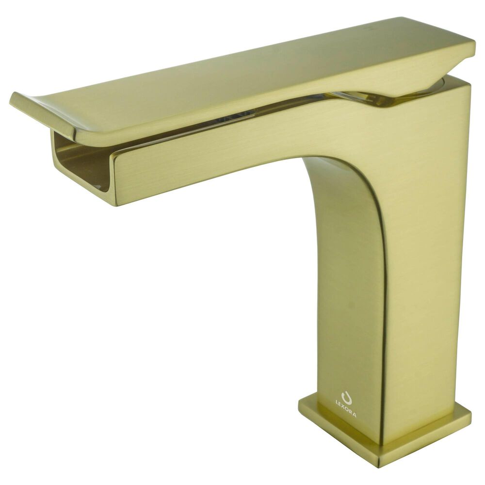 Lexora Home Balzani Single Hole Waterfall Bathroom Faucet in Brushed Brass, , large