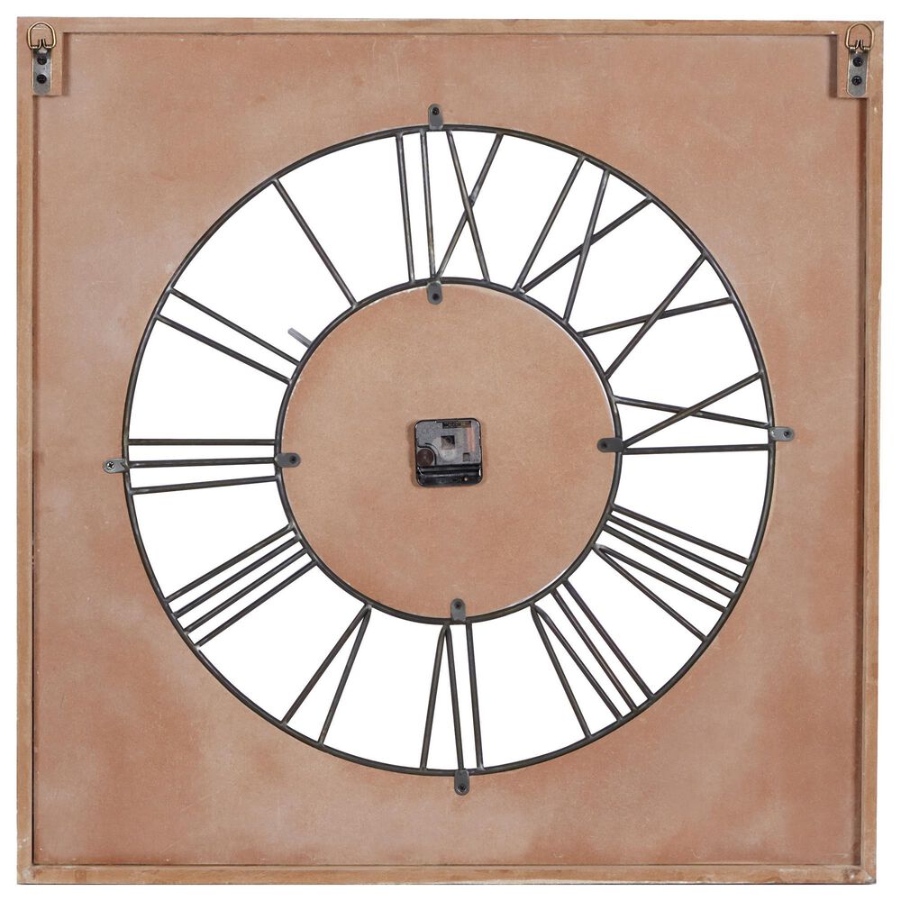 Maple and Jade 29&quot; Wall Clock in Distressed White and Brown, , large