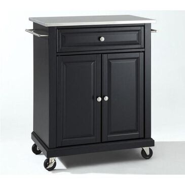 Crosley Furniture Stainless Steel Top Portable Kitchen Cart in Black, , large