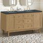 James Martin Vanities Laurent 60" Double Bathroom Vanity in Light Natural Oak with 3 cm Charcoal Soapstone Quartz Top and Rectangular Sinks, , large