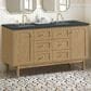 James Martin Vanities Laurent 60" Double Bathroom Vanity in Light Natural Oak with 3 cm Charcoal Soapstone Quartz Top and Rectangular Sinks, , large