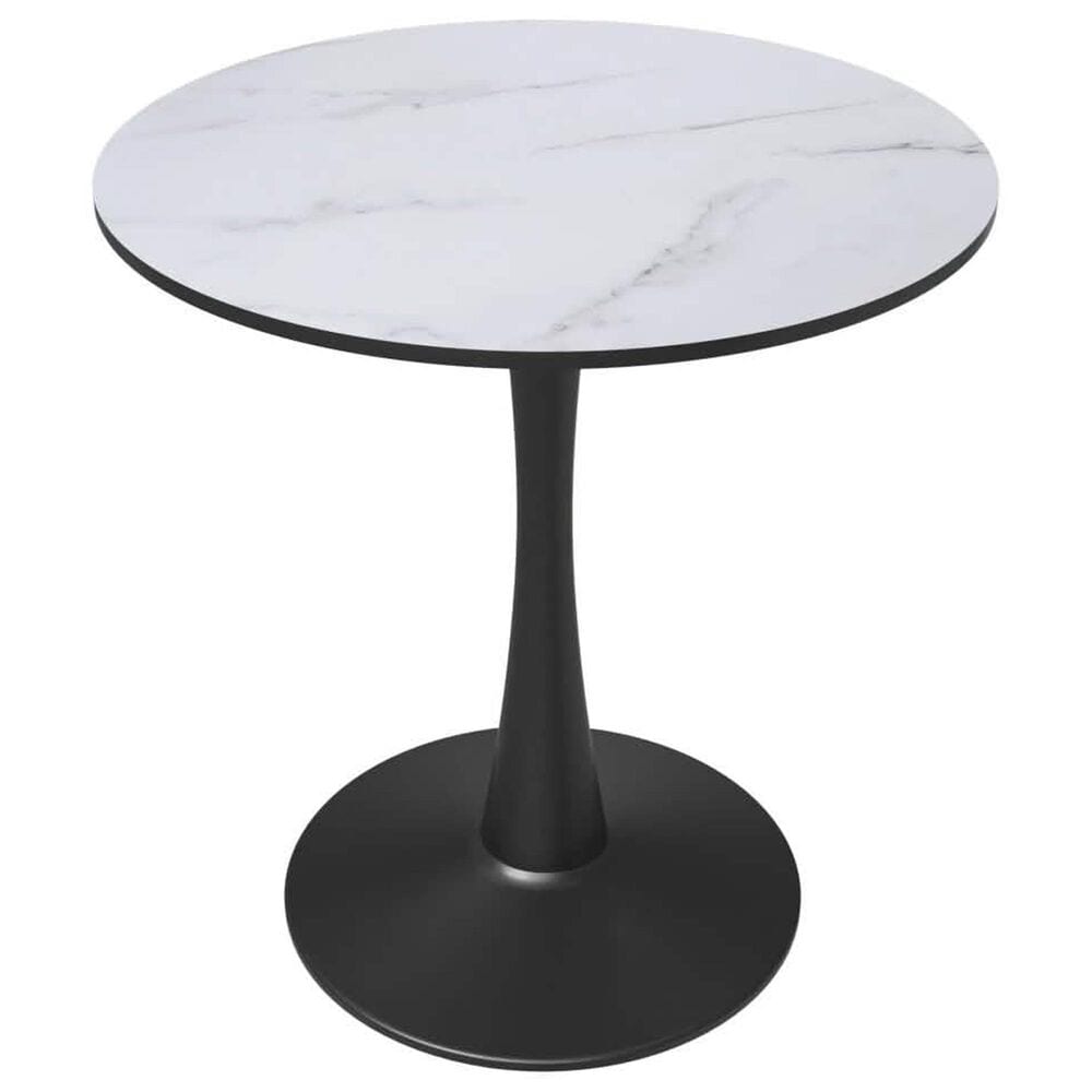 Leisuremod Leisuremod Bristol 24 round dining table Black base with marbled MDF top, , large