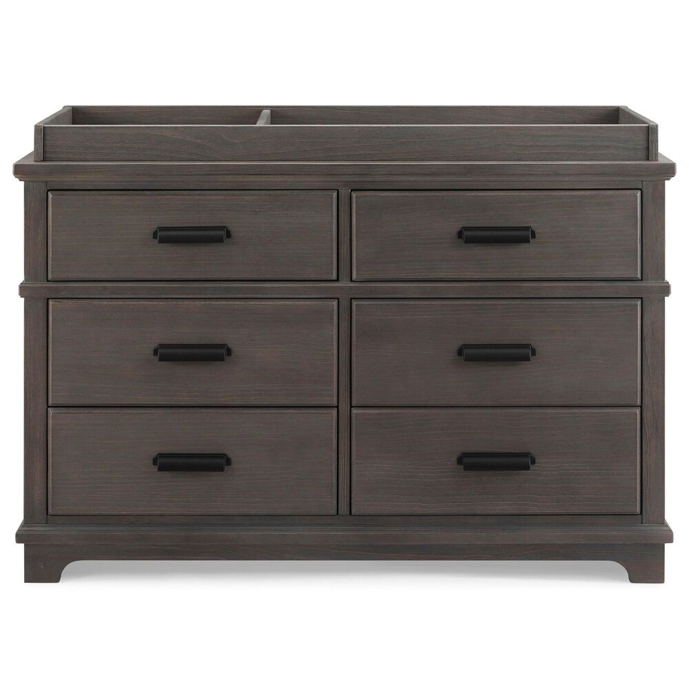 Delta Children Asher 6-Drawer Dresser with Changing Top in Rustic Grey, , large