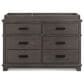 Delta Children Asher 6-Drawer Dresser with Changing Top in Rustic Grey, , large