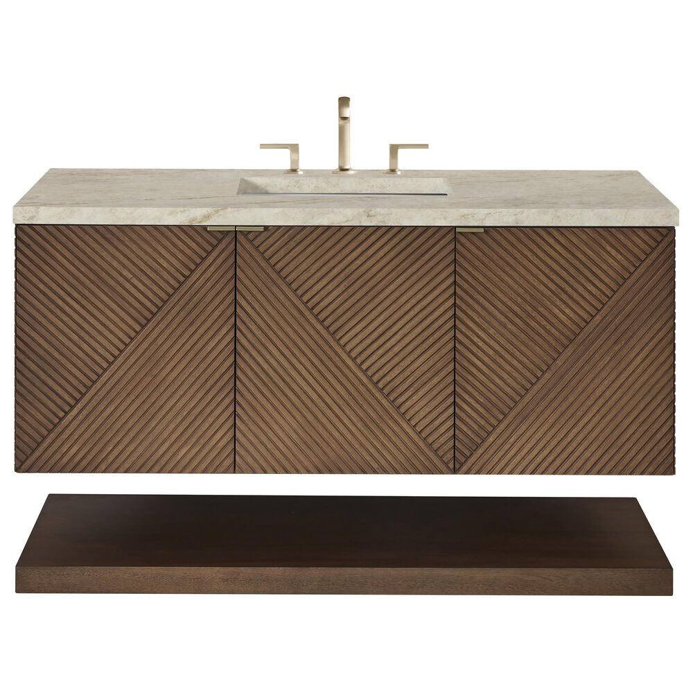 James Martin Marcello 48" Single Bathroom Vanity in Chestnut with 3 cm Tajnar Eclos Top and Rectangular Sink, , large