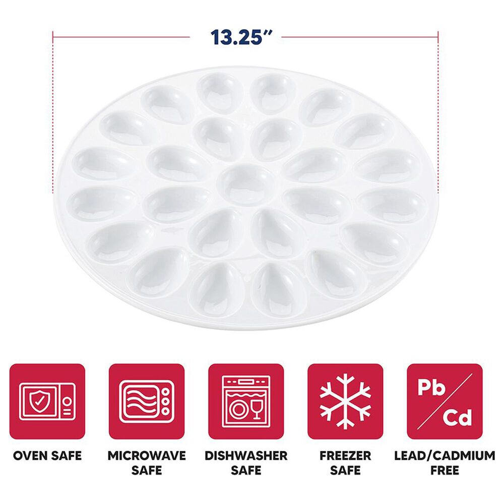 Harold Import 13.25" Deviled Egg Dish in White, , large