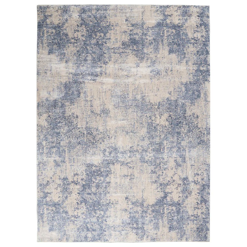 Nourison Silky Textures SLY01 9"3" x 12"9" Ivory and Blue Area Rug, , large