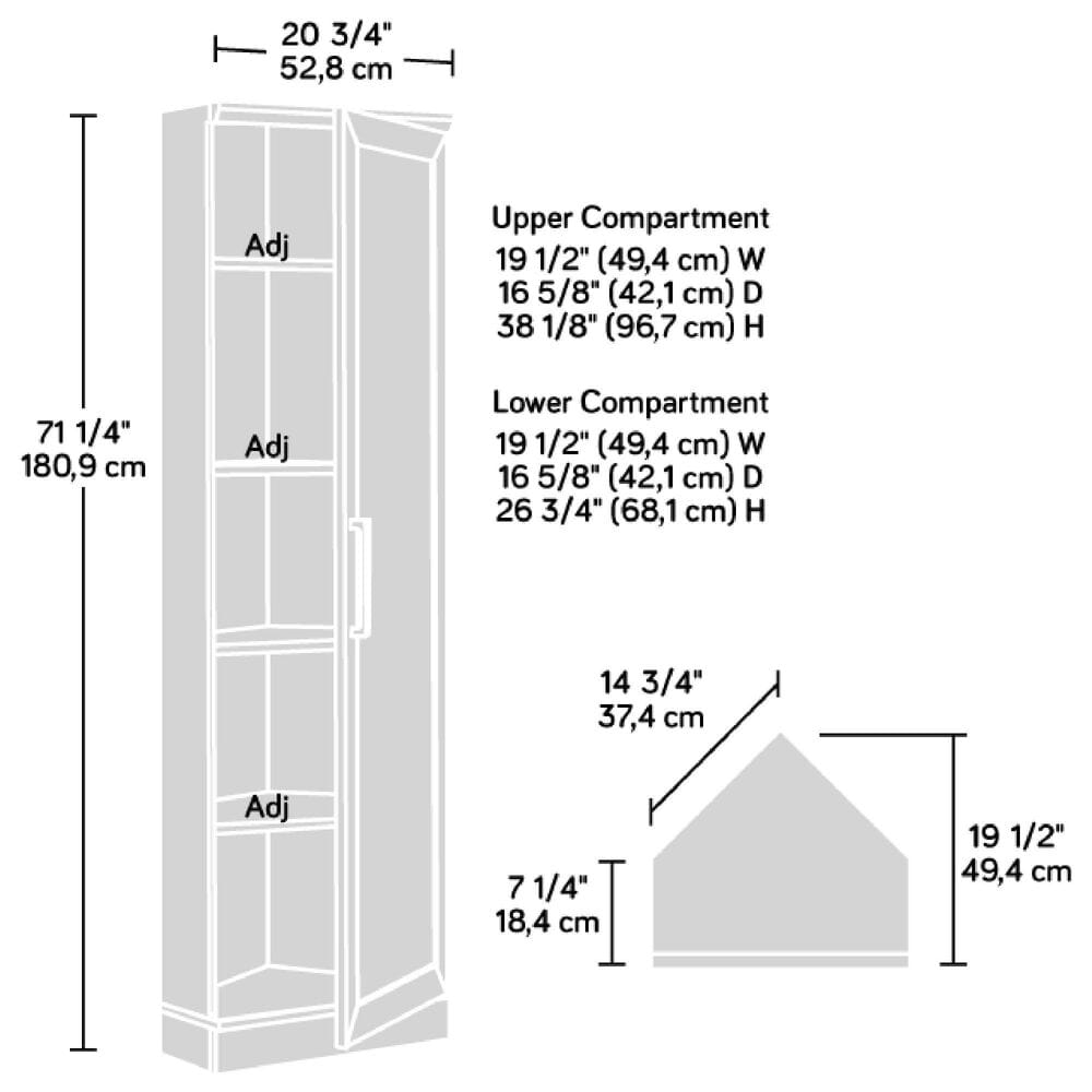 Sauder Homeplus 5-Shelf Corner Storage Cabinet in Soft White, , large